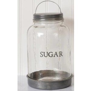 LARGE Glass "SUGAR" Canister